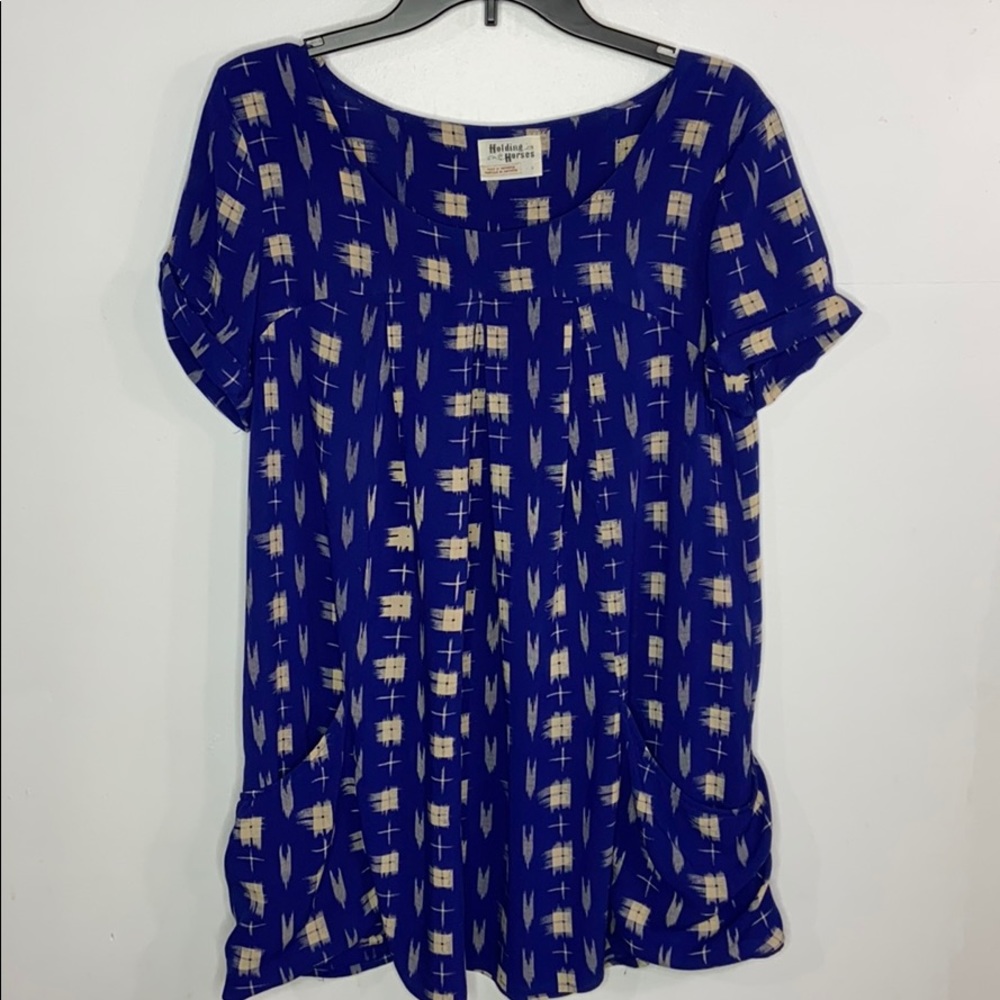 Holding Horses Dress with Pockets and Box Print